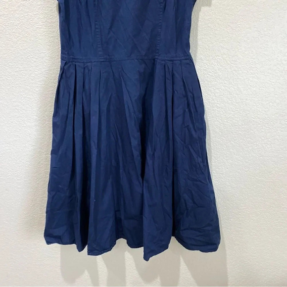 ESHAKTI Navy Blue Cotton Fit-And-Flare Dress Sweetheart Neckline Size 12 - Picture 5 of 9